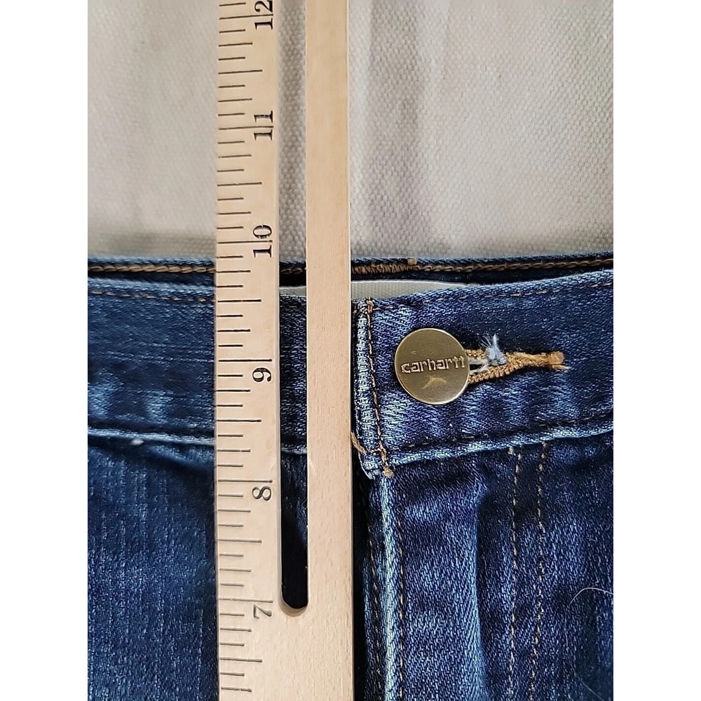Carhartt Jeans Womens 33x31 Blaine Original Straight FLEX Dark Blue Mid Rise EUC - Picture 8 of 13